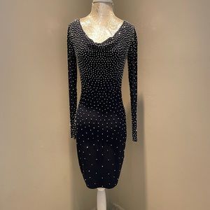 Xscape Womens’s Mirror Ball Beaded Navy Blue Dress 2